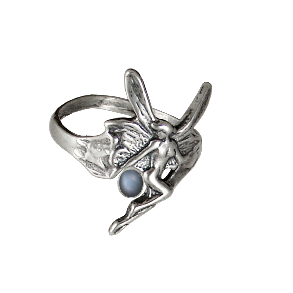 Sterling Silver Fairy Ring With Grey Moonstone Size 10